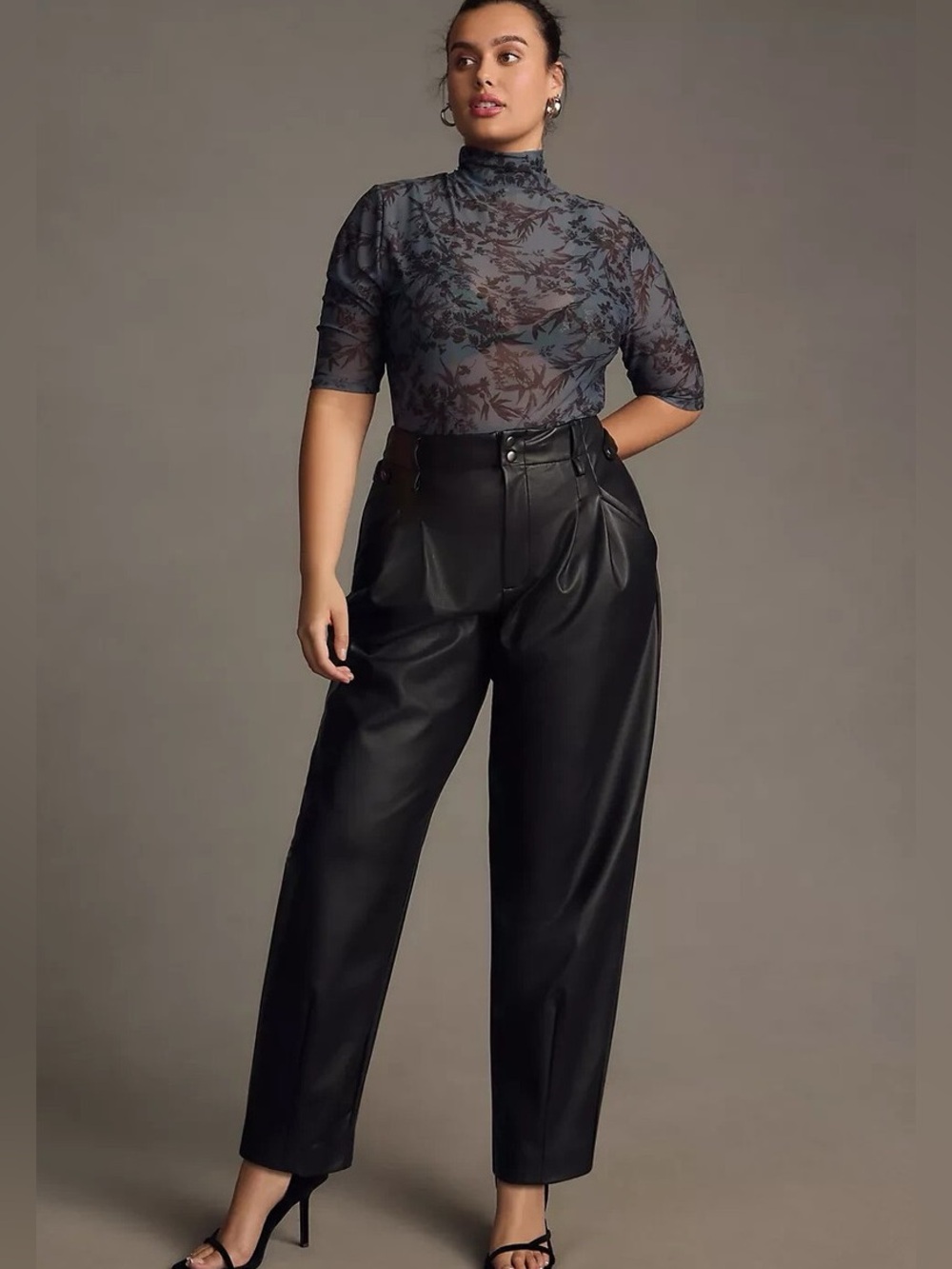 NWT Anthropologie Maeve Faux Leather Taper Pleated Pants | Size 6